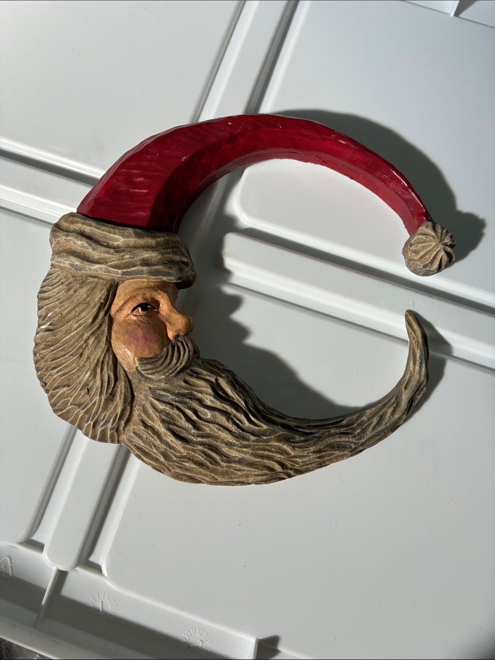 Red-Hat Santa Moon Wall Decor - Rustic Home Accent